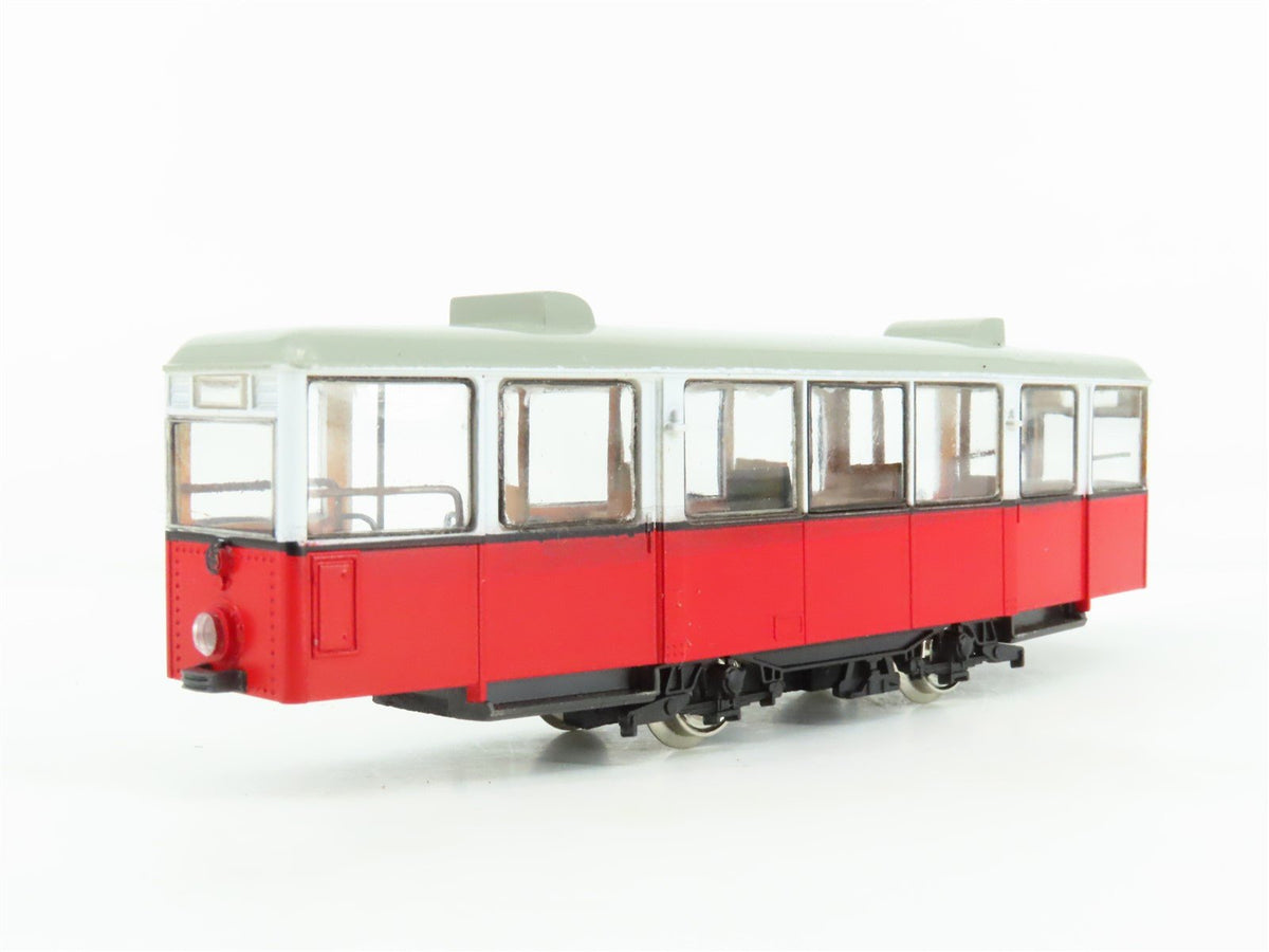 HO Scale Liliput 19000 Unlettered Red European Electric Trolley &amp; Trailer Set
