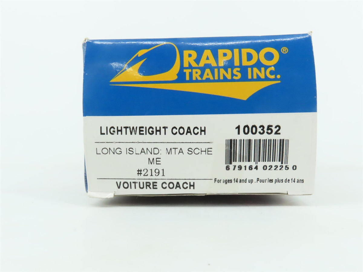 HO Scale Rapido 100352 LIRR Long Island MTA LW Voiture Coach Passenger Car #2191