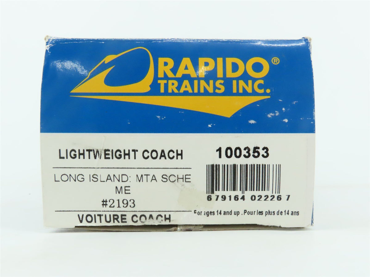 HO Scale Rapido 100353 LIRR Long Island MTA LW Voiture Coach Passenger Car #2193