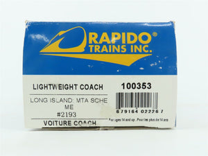 HO Scale Rapido 100353 LIRR Long Island MTA LW Voiture Coach Passenger Car #2193