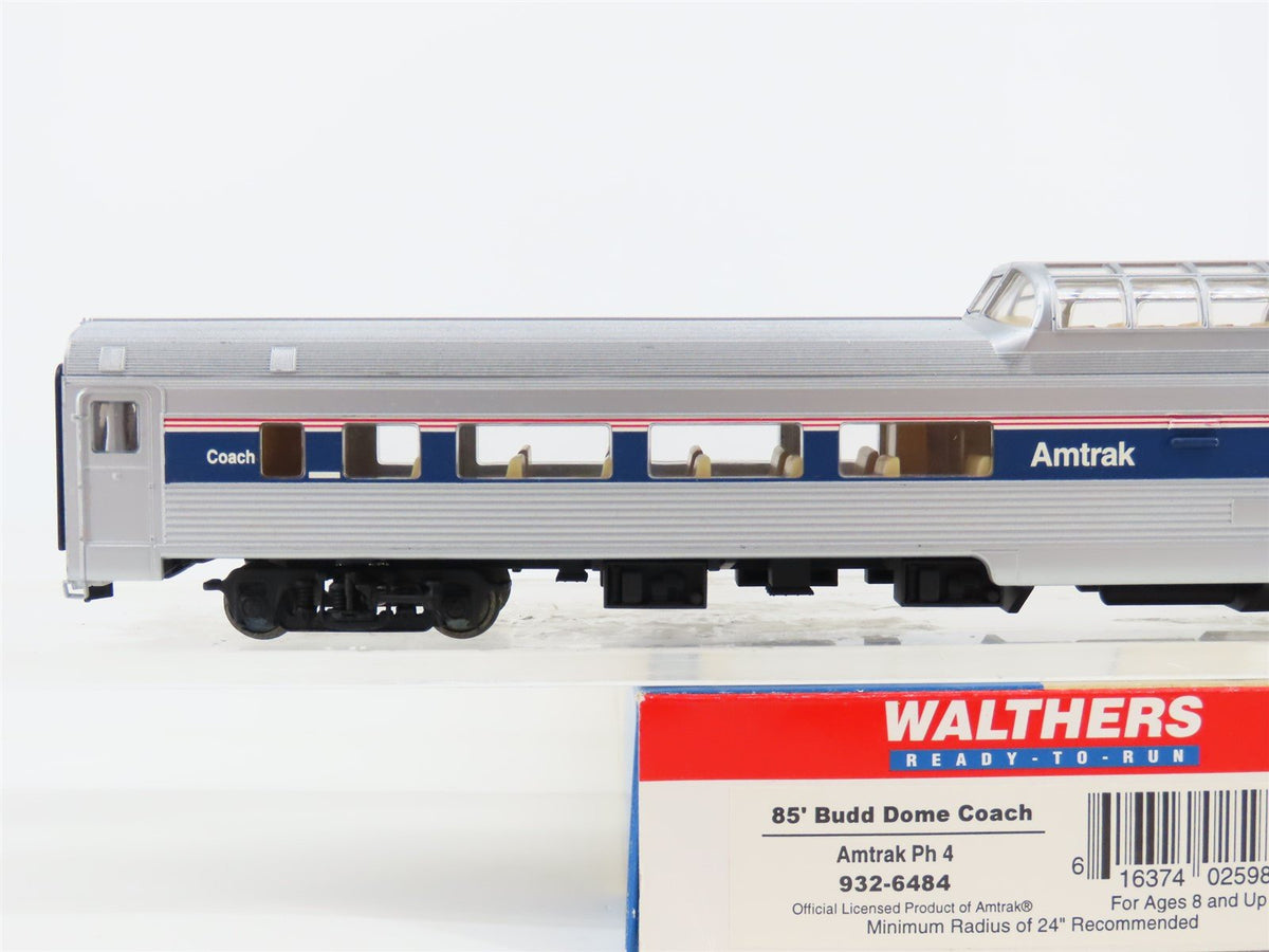 HO Scale Walthers 932-6484 AMTK Amtrak Ph 4 85&#39; Budd Dome Coach Passenger Car