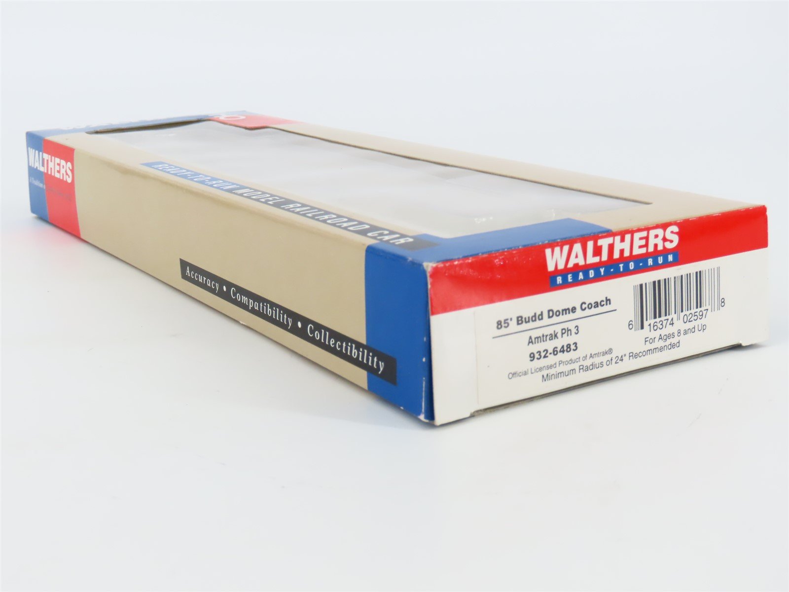 HO Scale Walthers 932-6483 AMTK Amtrak Ph 3 85' Budd Dome Coach Passenger Car