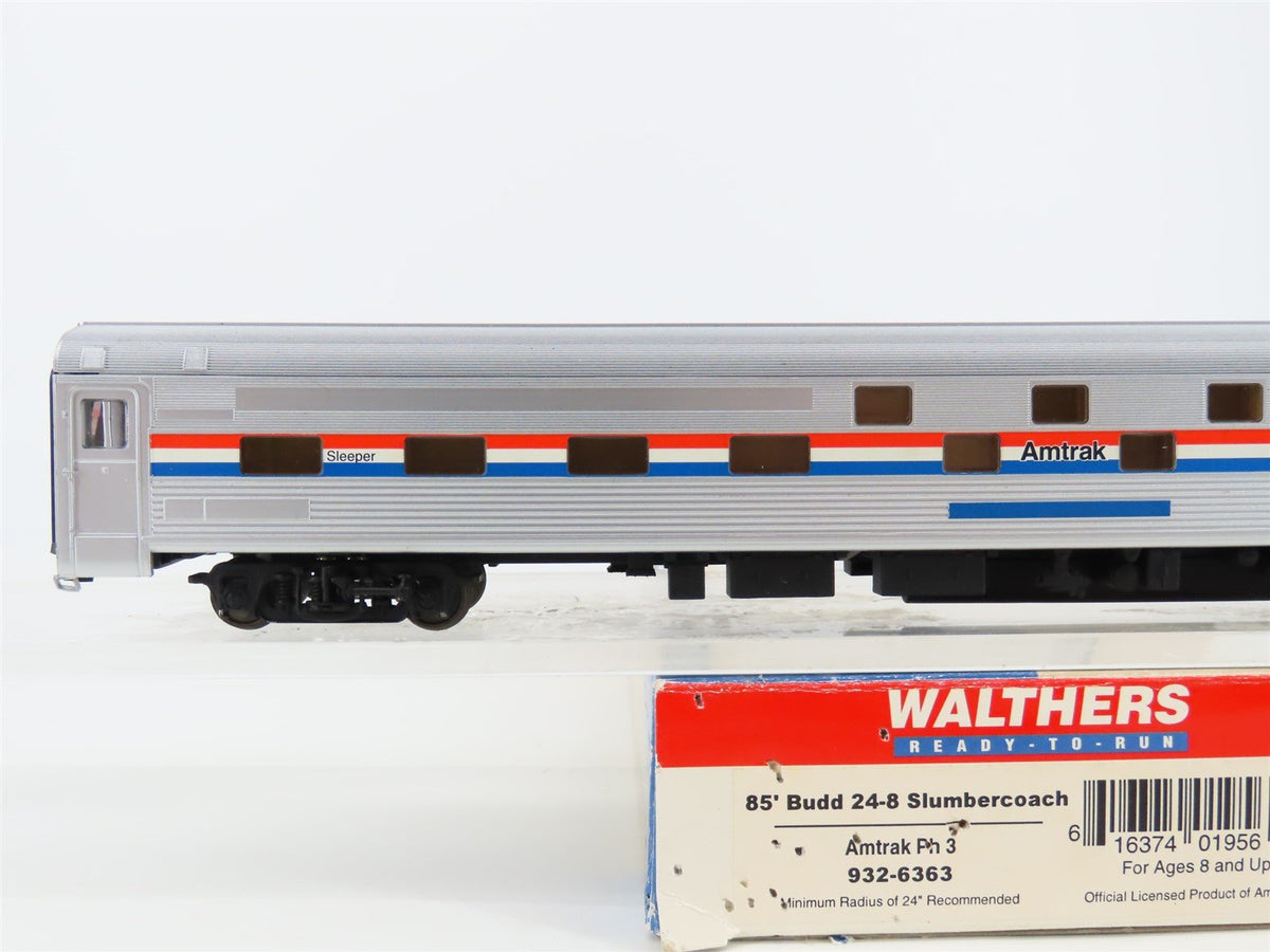 HO Walthers 932-6363 AMTK Amtrak Ph 3 85&#39; Budd 24-8 Slumbercoach Passenger