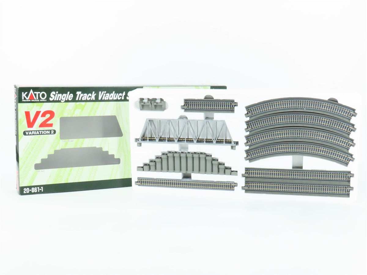 N KATO Unitrack 20-861-1 Single Track Viaduct Set V2 w/ Truss Bridge &amp; Piers