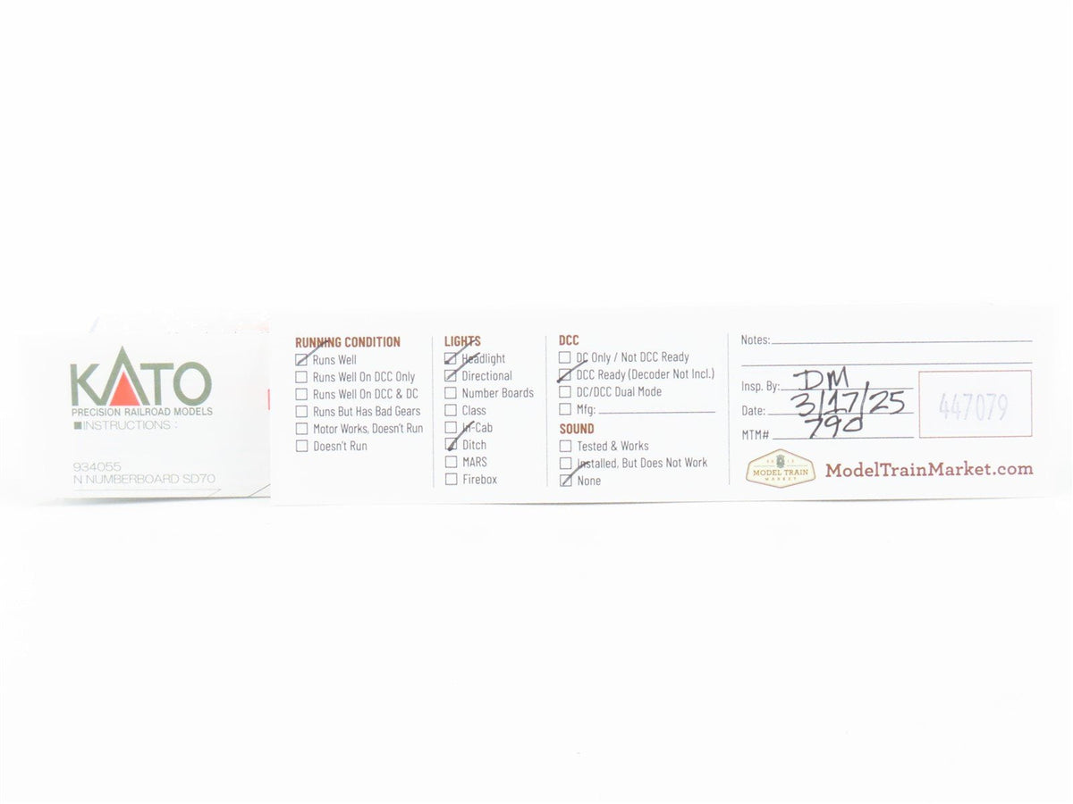 N Scale KATO 176-6401 BNSF Railway EMD SD70MAC Diesel #8802 - DCC Ready