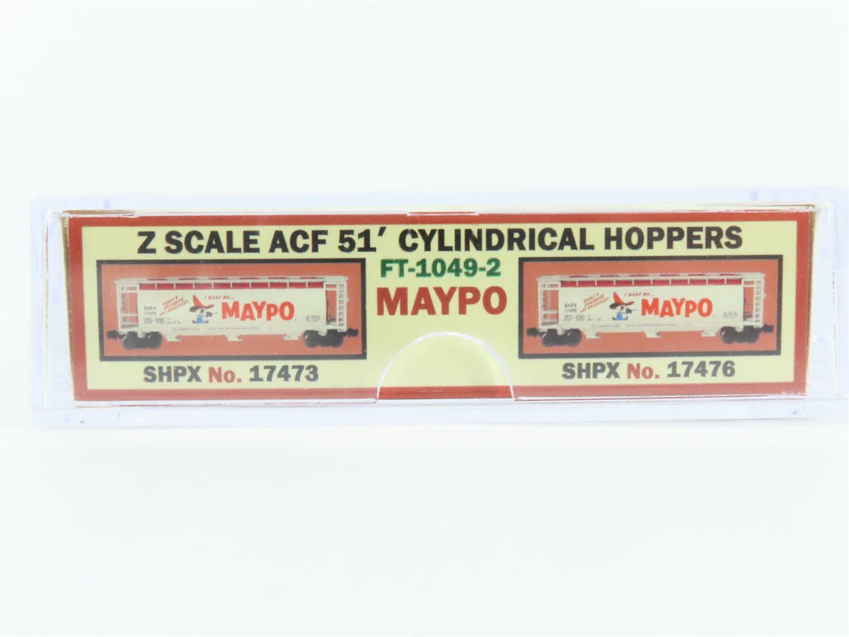 Z Scale Full Throttle FT1049 SHPX Maypo ACF 51&#39; Cylindrical 3 Bay Hopper Set #2
