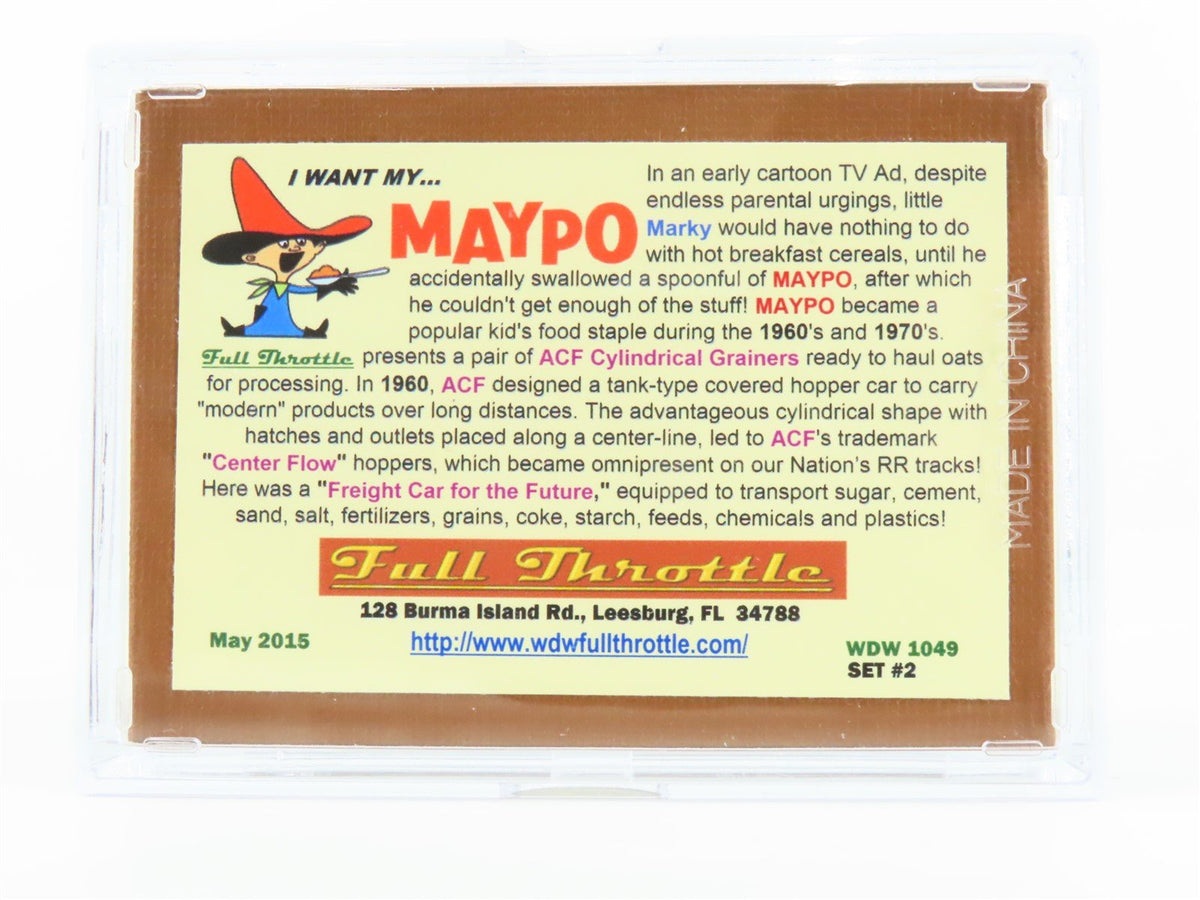 Z Scale Full Throttle FT1049 SHPX Maypo ACF 51&#39; Cylindrical 3 Bay Hopper Set #2