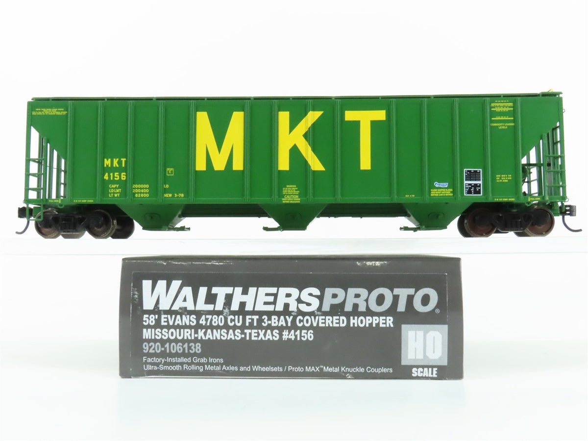 HO Walthers Proto 920106138 MKT Missouri Kansas Texas 3 Bay Covered Hopper #4156