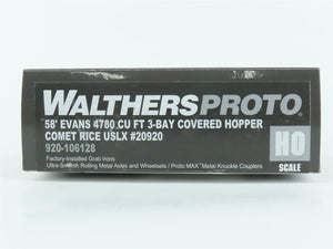HO Walthers Proto 920106128 USLX Comet Rice 58' 3 Bay Covered Hopper #20920