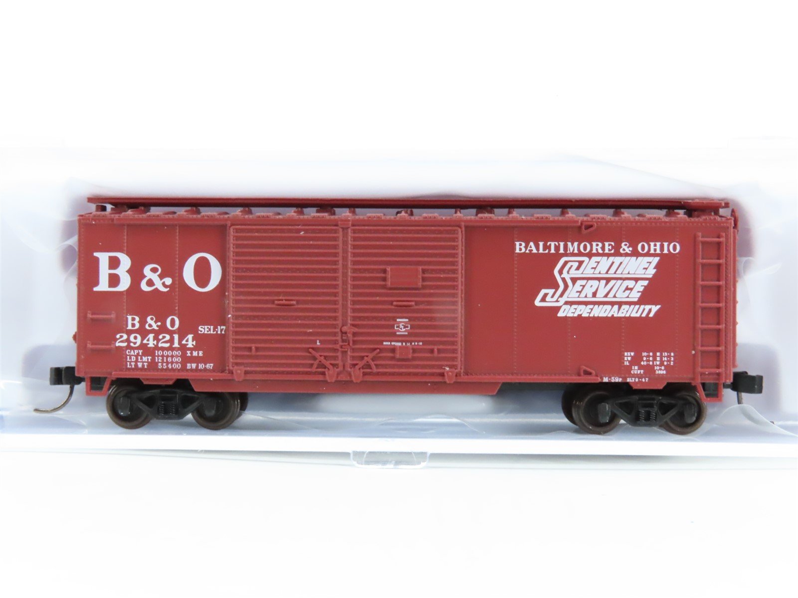 N Scale Atlas 50006190 B&O Baltimore & Ohio Sentinel Service 40' Boxcar #294214