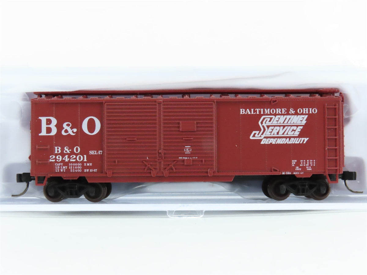N Scale Atlas 50006189 B&amp;O Baltimore &amp; Ohio Sentinel Service 40&#39; Boxcar #294201