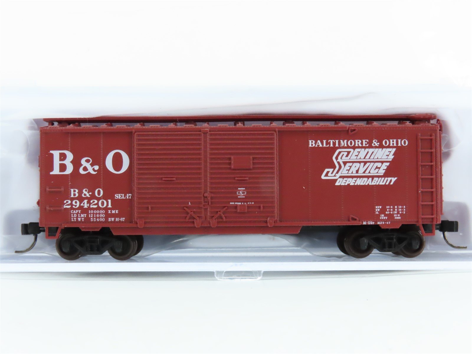 N Scale Atlas 50006189 B&O Baltimore & Ohio Sentinel Service 40' Boxcar #294201
