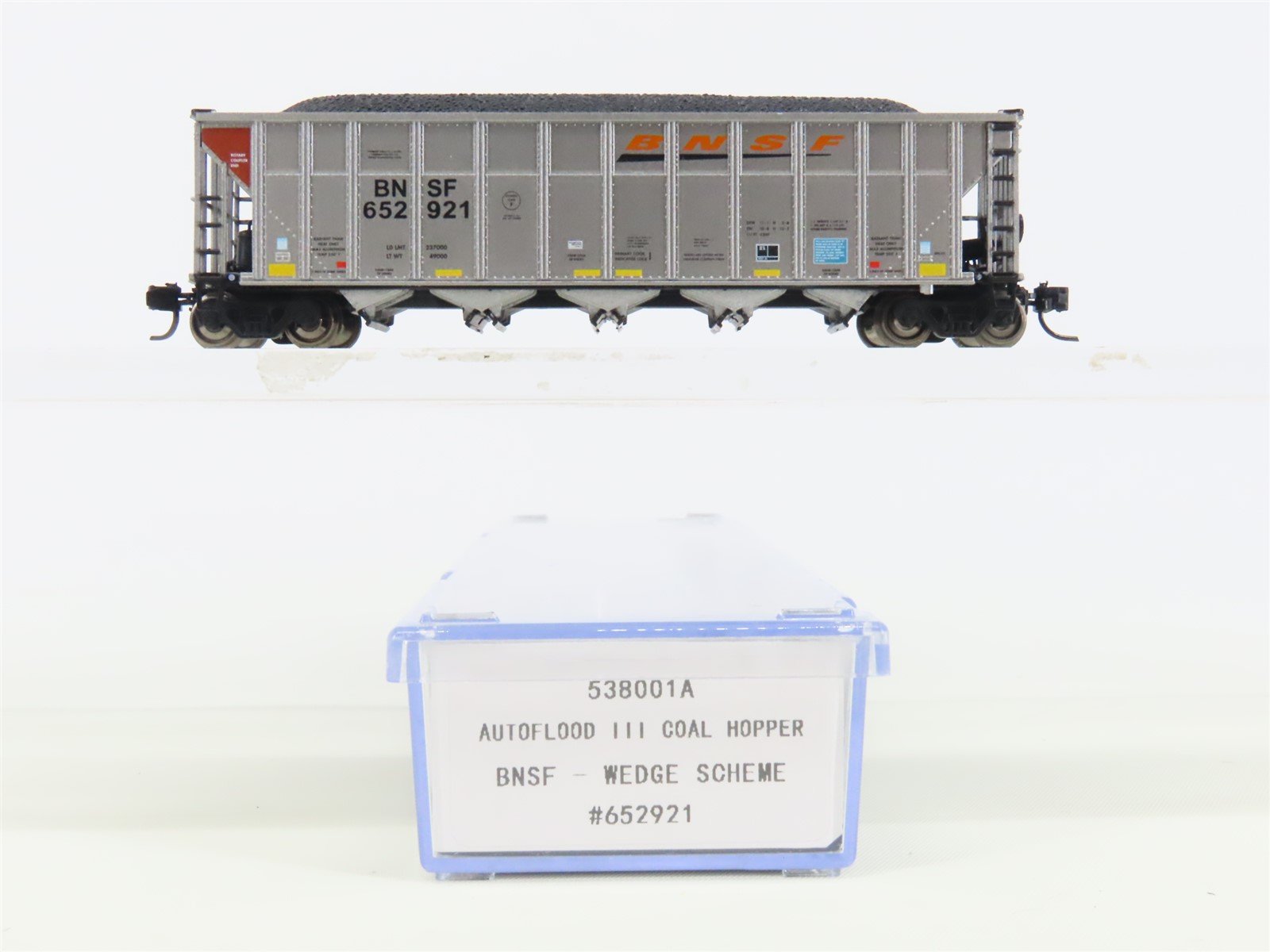 N Rapido 538001A BNSF Railway Autoflood 5-Bay Hopper Car #652921 w/Coal Load