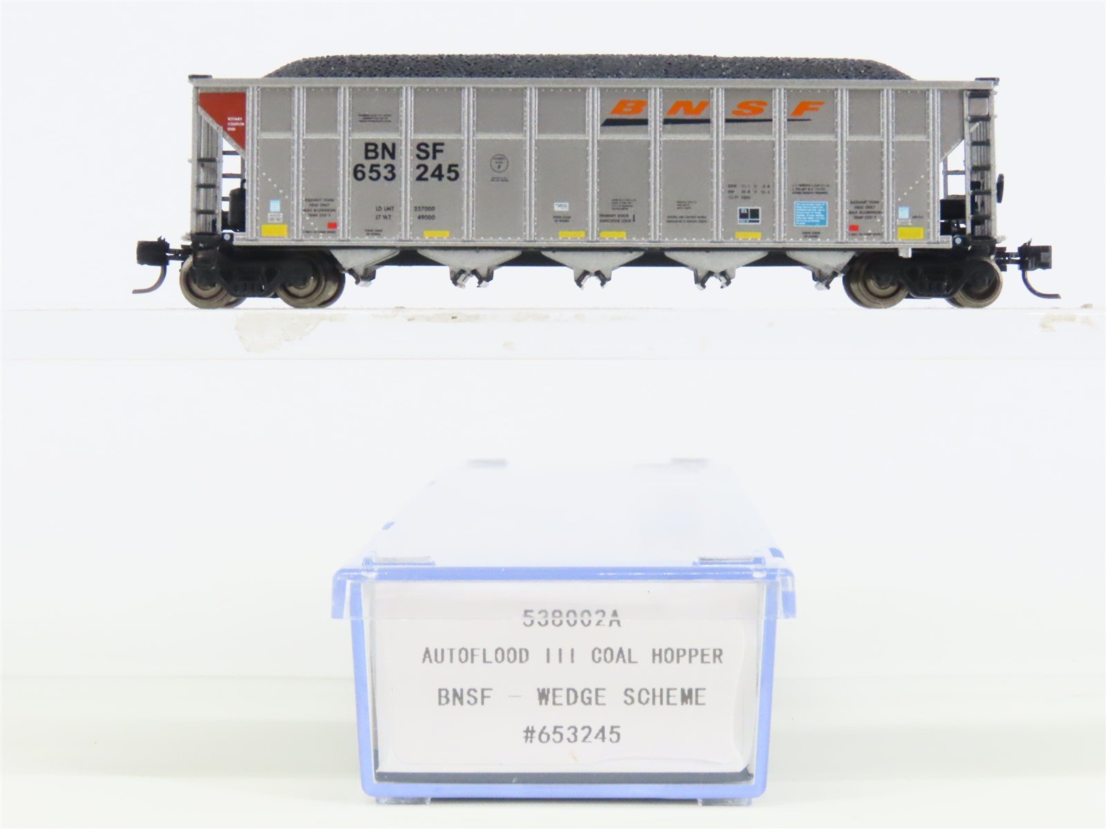 N Rapido 538002A BNSF Railway Autoflood 5-Bay Hopper Car #653245 w/Coal Load