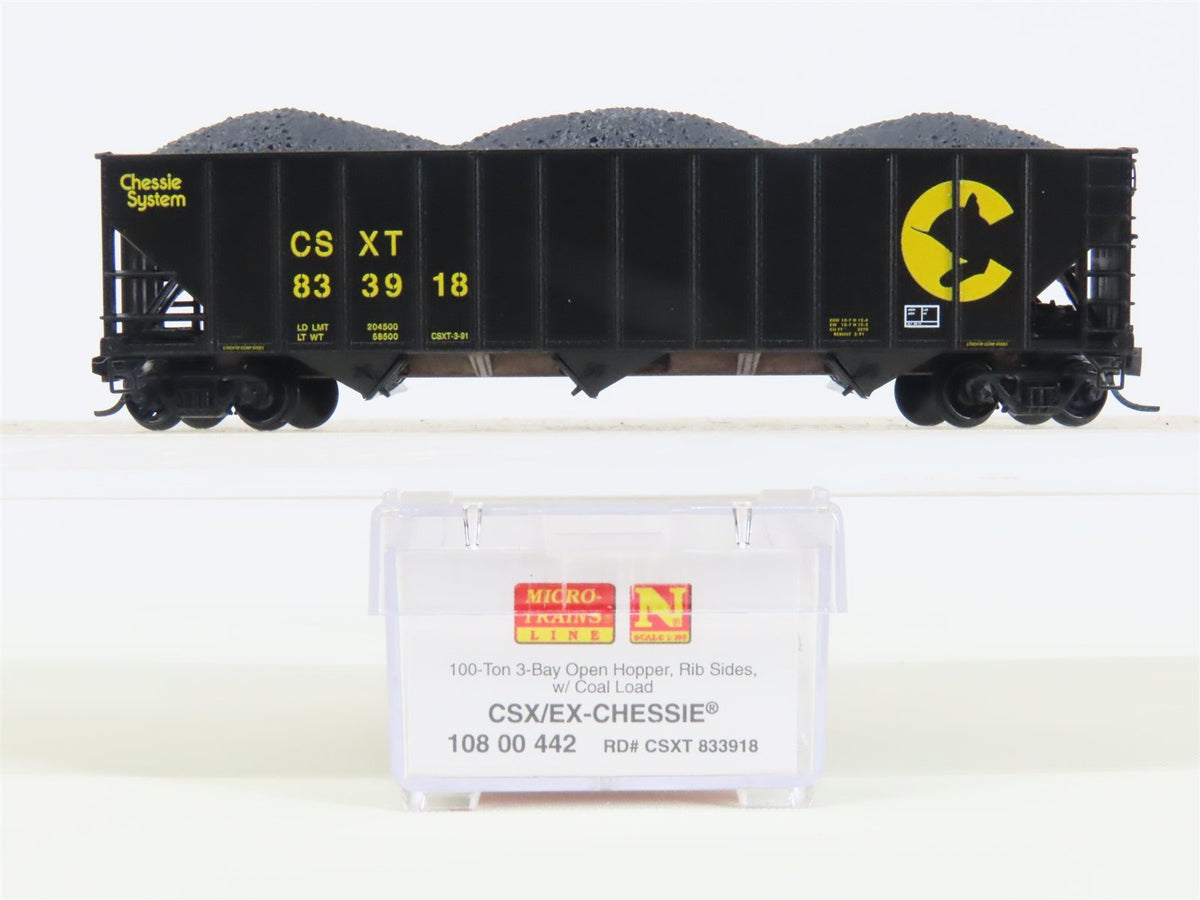 N Scale Micro-Trains MTL 10800442 CSXT ex-Chessie 3-Bay Hopper Car #833918