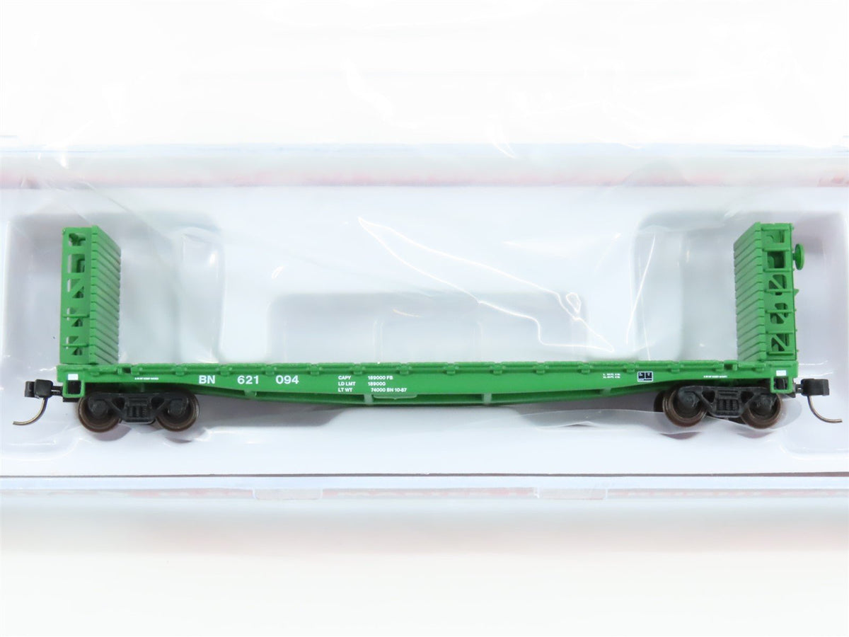 N Scale Atlas #50005791 BN Burlington Northern 48&#39; GSI Bulkhead Flat Car #621094