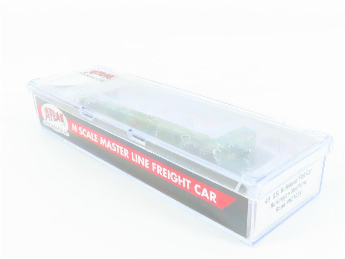 N Scale Atlas #50005791 BN Burlington Northern 48&#39; GSI Bulkhead Flat Car #621094