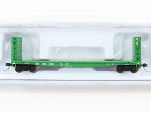 N Scale Atlas #50005790 BN Burlington Northern 48' GSI Bulkhead Flat Car #621066