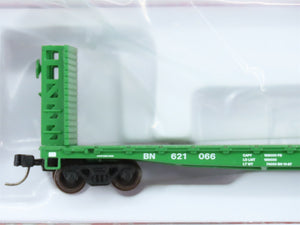 N Scale Atlas #50005790 BN Burlington Northern 48' GSI Bulkhead Flat Car #621066
