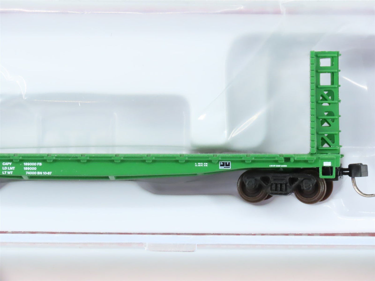 N Scale Atlas #50005790 BN Burlington Northern 48&#39; GSI Bulkhead Flat Car #621066