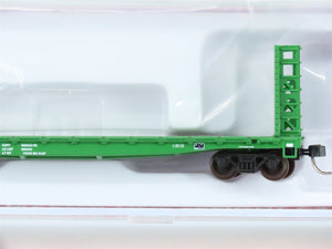 N Scale Atlas #50005790 BN Burlington Northern 48' GSI Bulkhead Flat Car #621066
