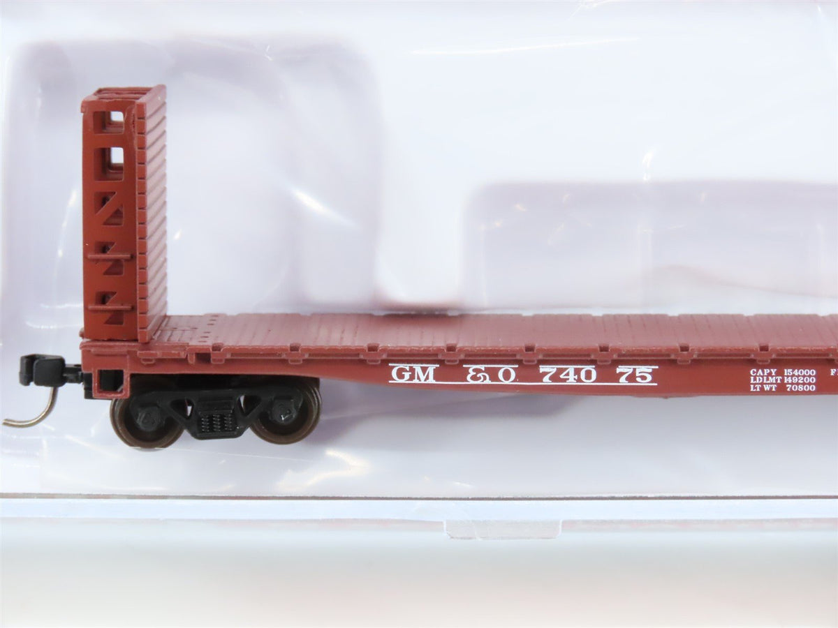 N Scale Atlas #50005799 GM&amp;O Gulf Mobile &amp; Ohio 48&#39; GSI Bulkhead Flat Car #74075