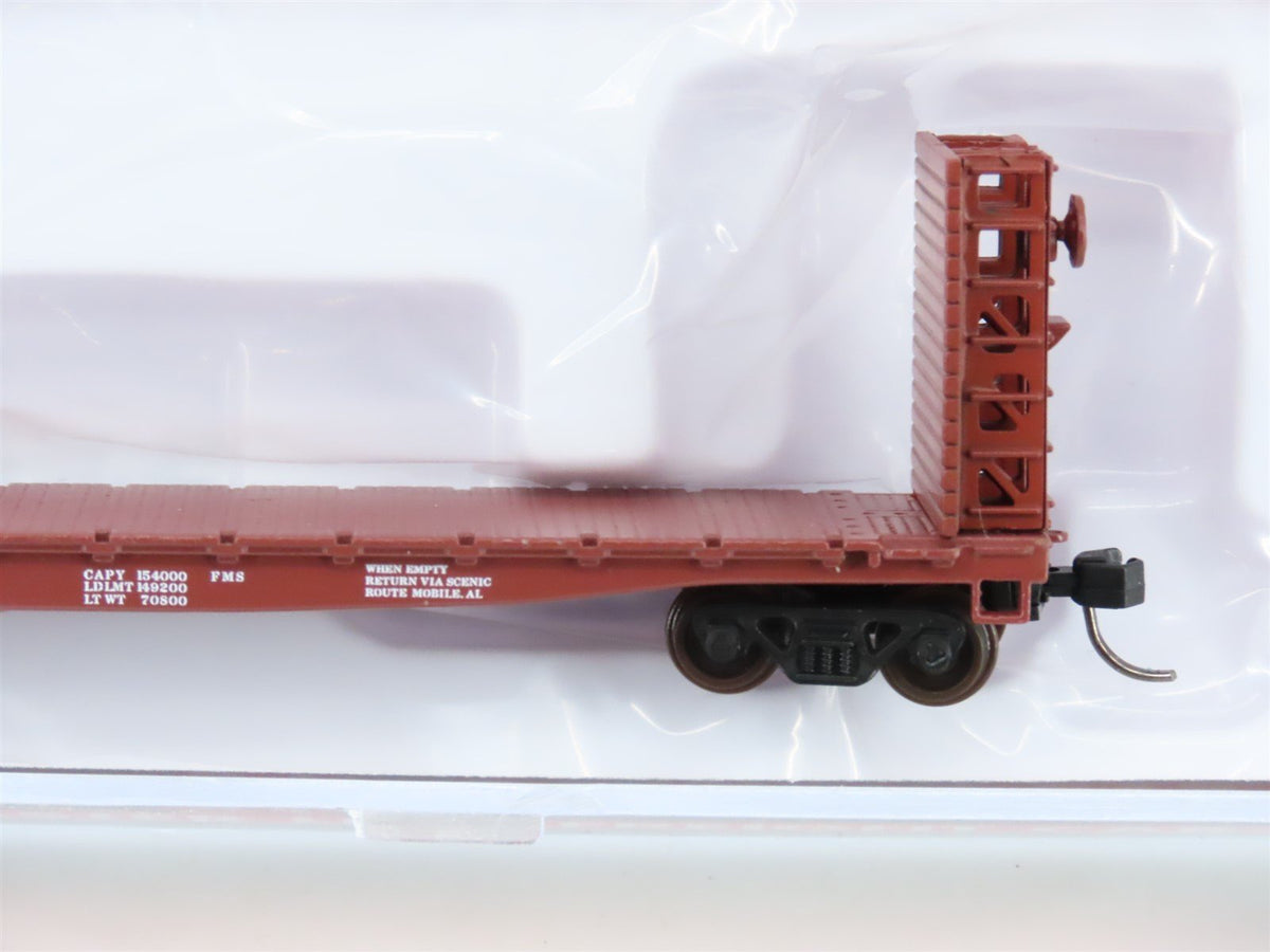 N Scale Atlas #50005799 GM&amp;O Gulf Mobile &amp; Ohio 48&#39; GSI Bulkhead Flat Car #74075