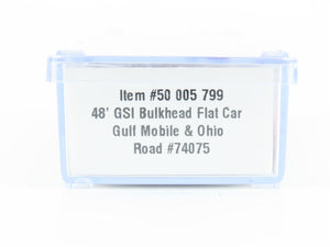 N Scale Atlas #50005799 GM&O Gulf Mobile & Ohio 48' GSI Bulkhead Flat Car #74075