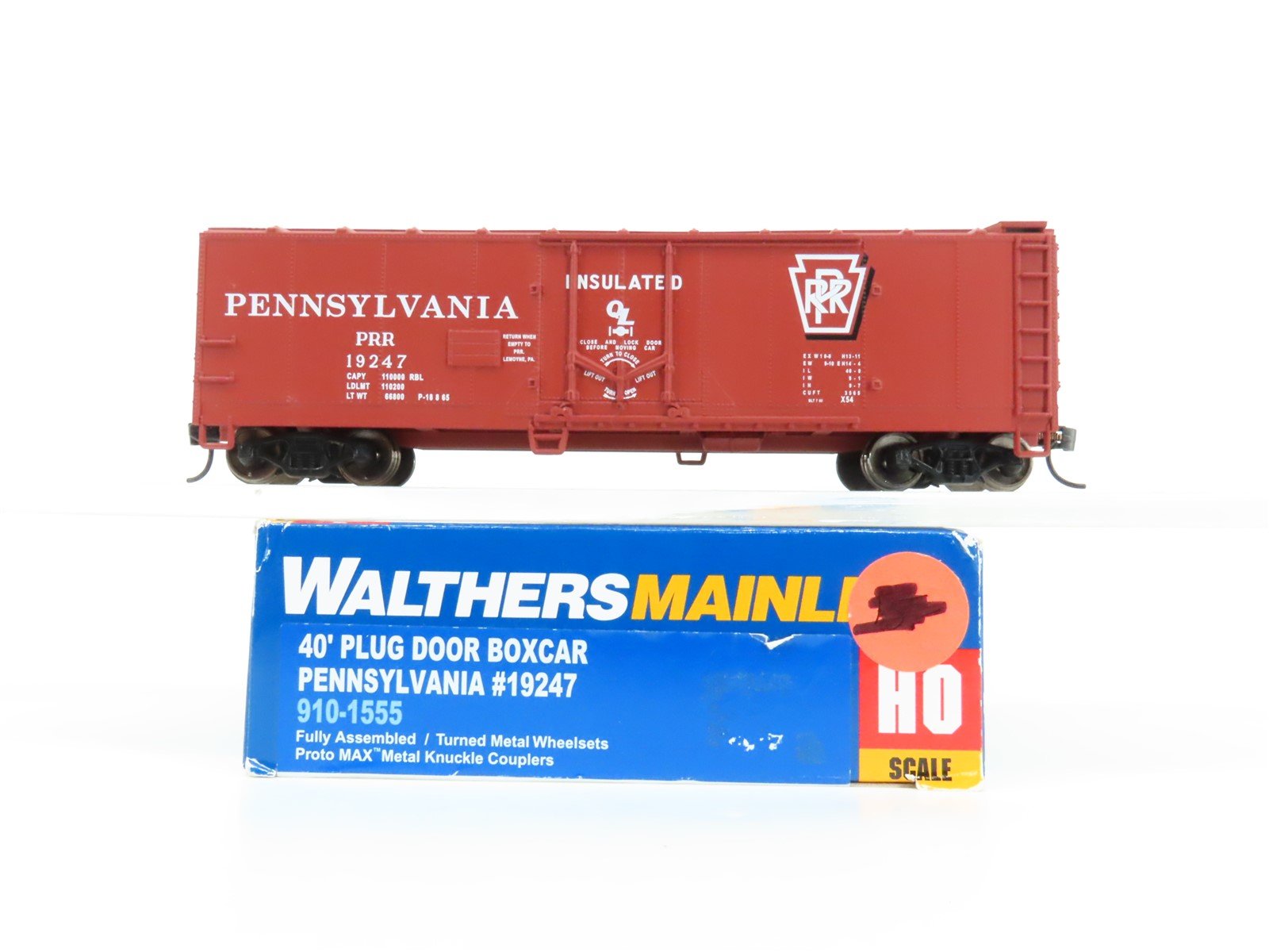 HO Scale Walthers Mainline #9101555 PRR Pennsylvania 40' Plug Door Boxcar #19247