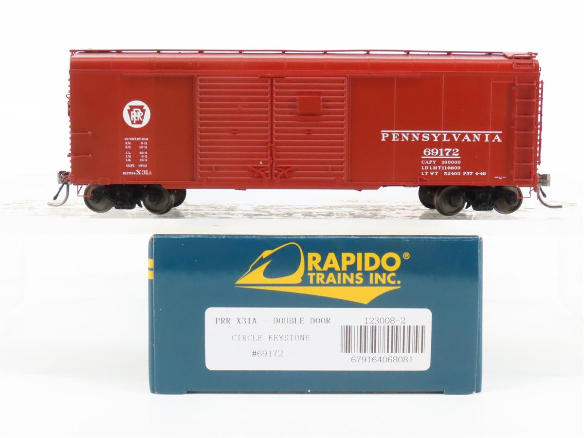HO Scale Rapido 123008-2 PRR Pennsylvania Keystone Double Door Box Car #69172