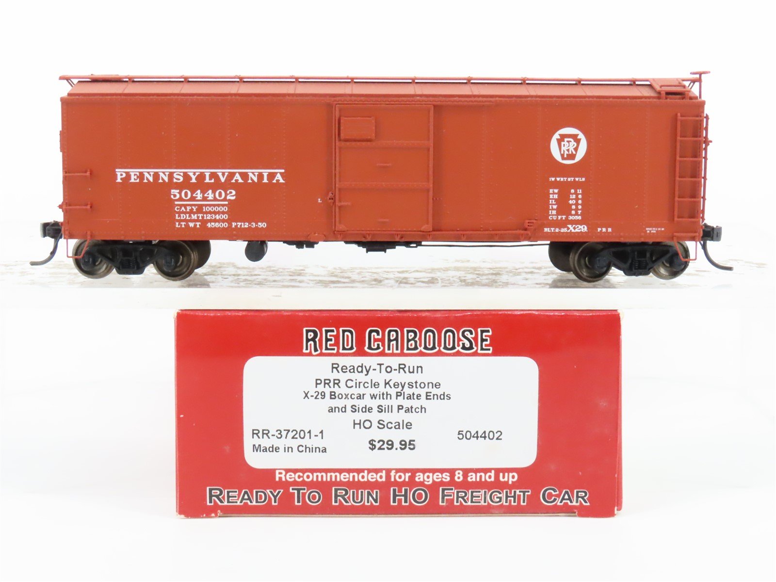HO Scale Red Caboose RR-37201-1 PRR Pennsylvania Single Door Box Car #504402