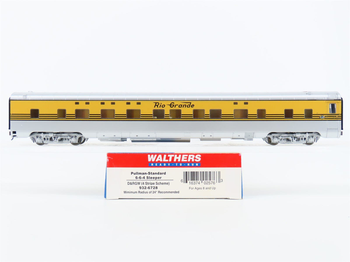 HO Walthers 932-6728 D&amp;RGW Rio Grande 6-6-4 Sleeper Passenger (4 Stripe Scheme)