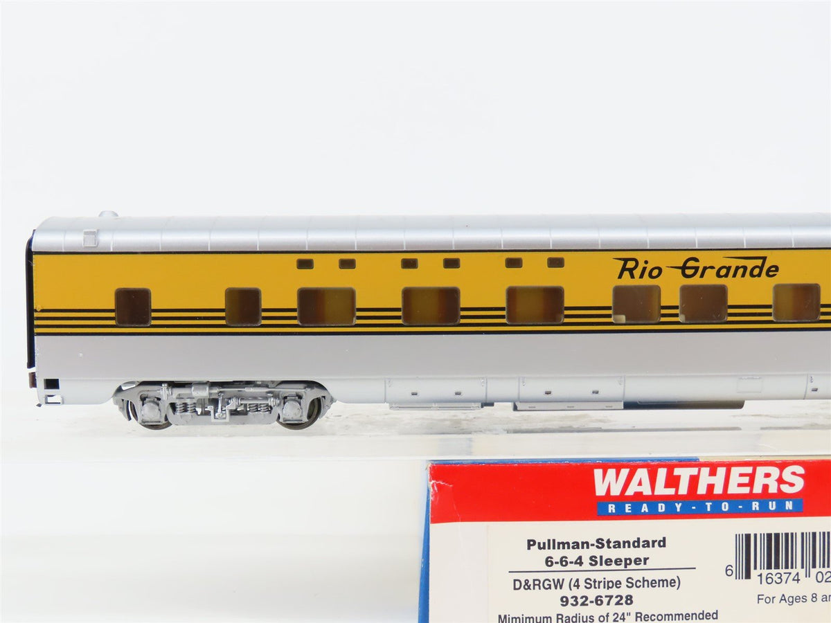 HO Walthers 932-6728 D&amp;RGW Rio Grande 6-6-4 Sleeper Passenger (4 Stripe Scheme)
