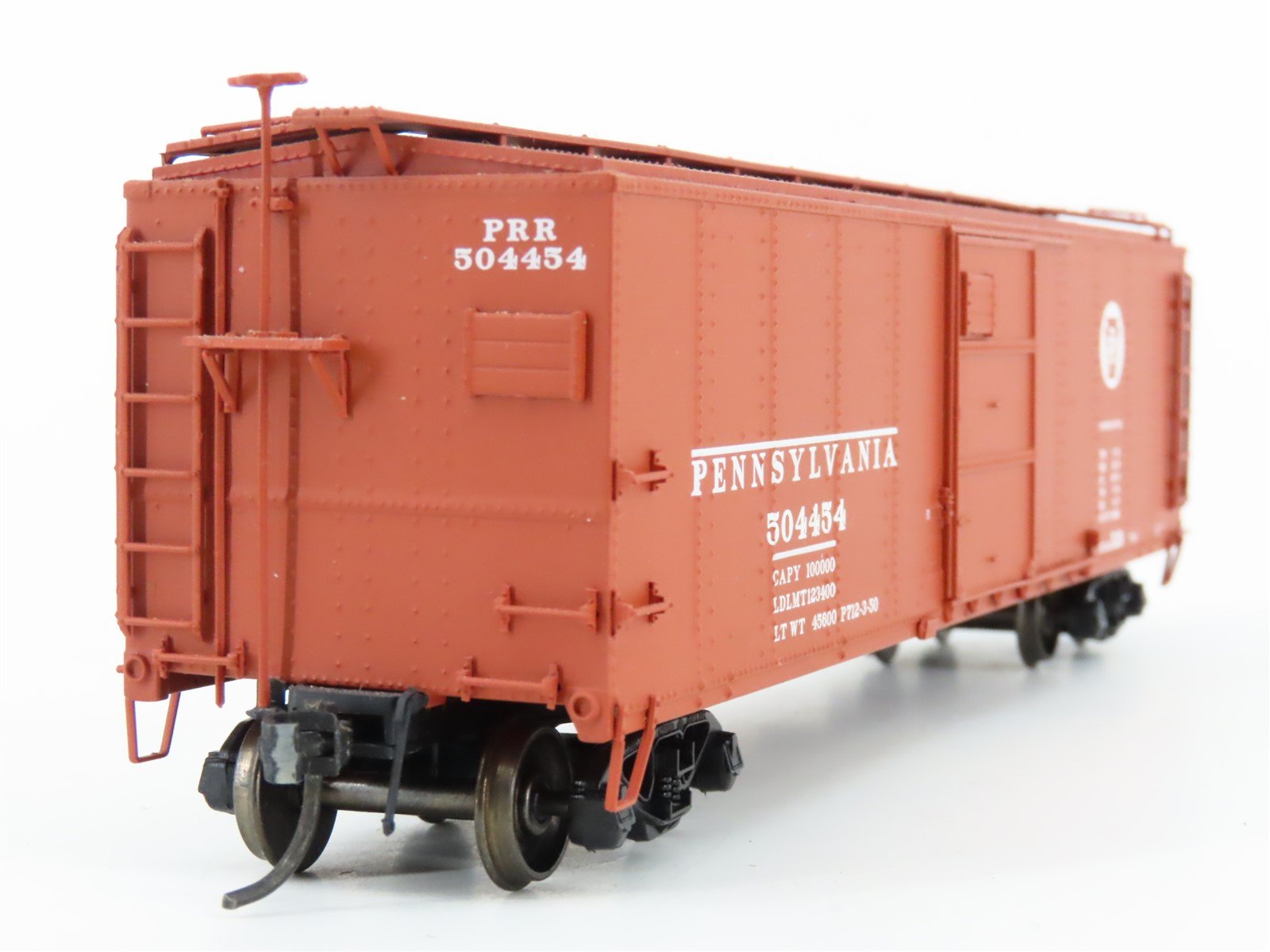 HO Scale Red Caboose RR-37201-7 PRR Pennsylvania Single Door Box Car #504454