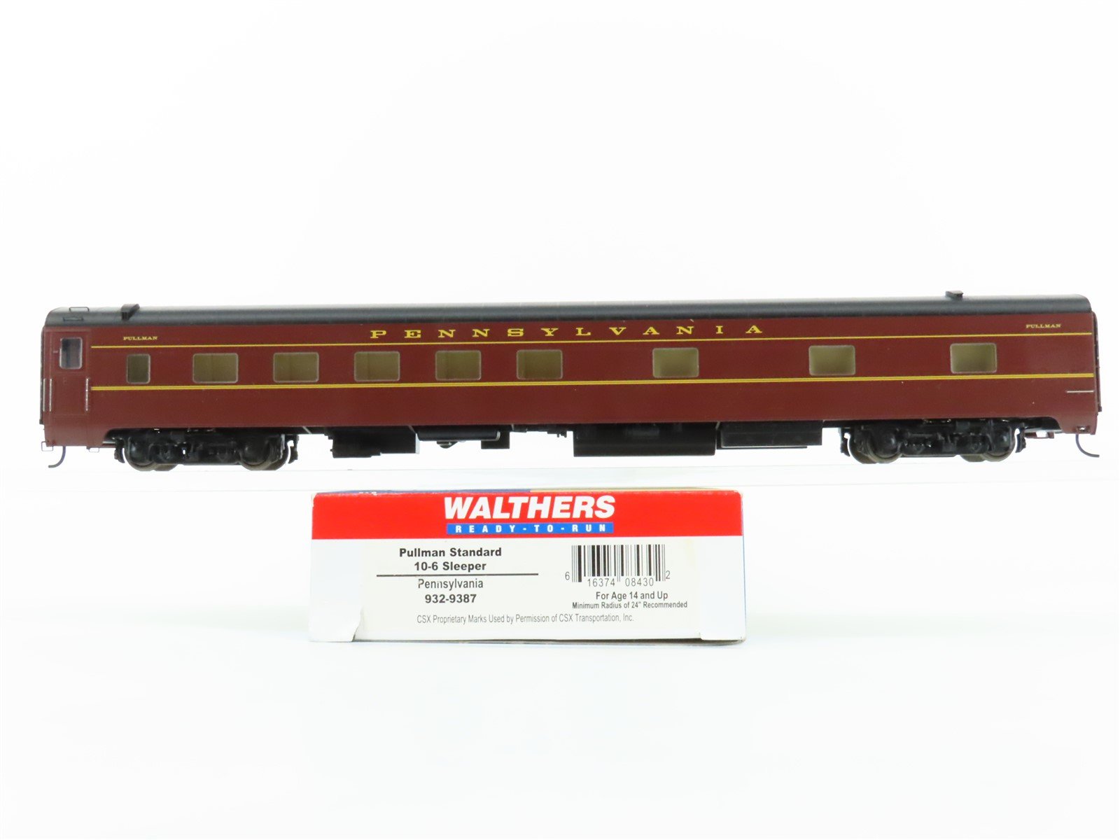 HO Walthers 932-9387 PRR Pennsylvania Pullman Standard 10-6 Sleeper Passenger