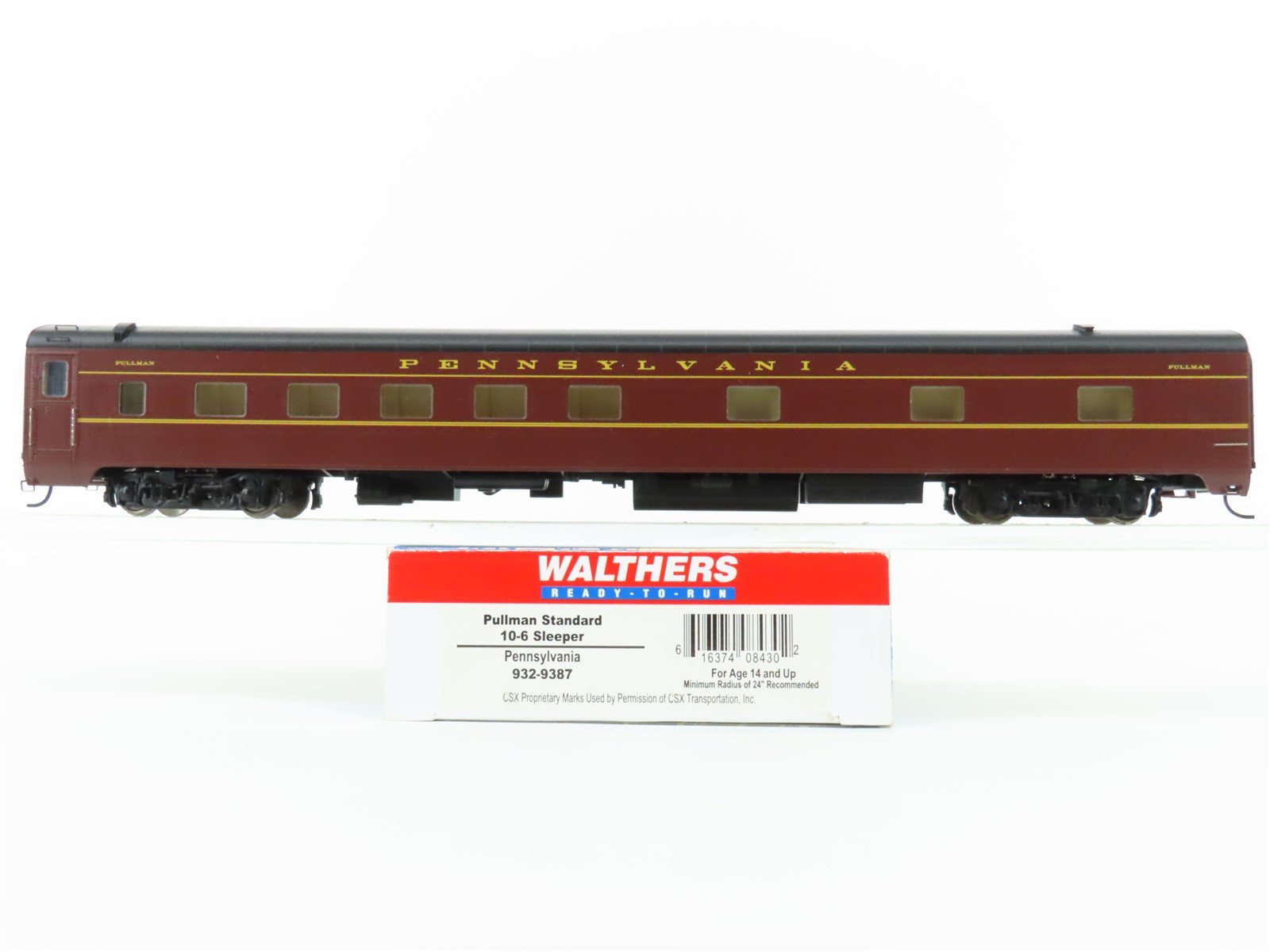 HO Walthers 932-9387 PRR Pennsylvania Pullman Standard 10-6 Sleeper Passenger