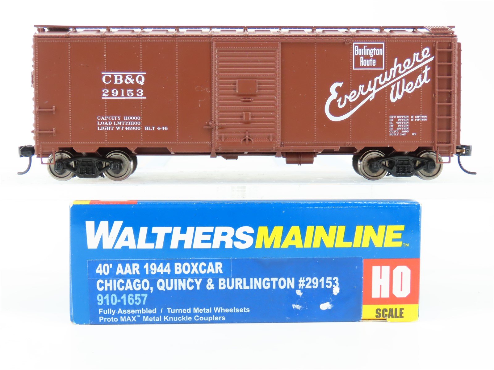 HO Walthers Mainline 910-1657 CB&Q Burlington Route "Zephyrs" 40' Box Car #29153