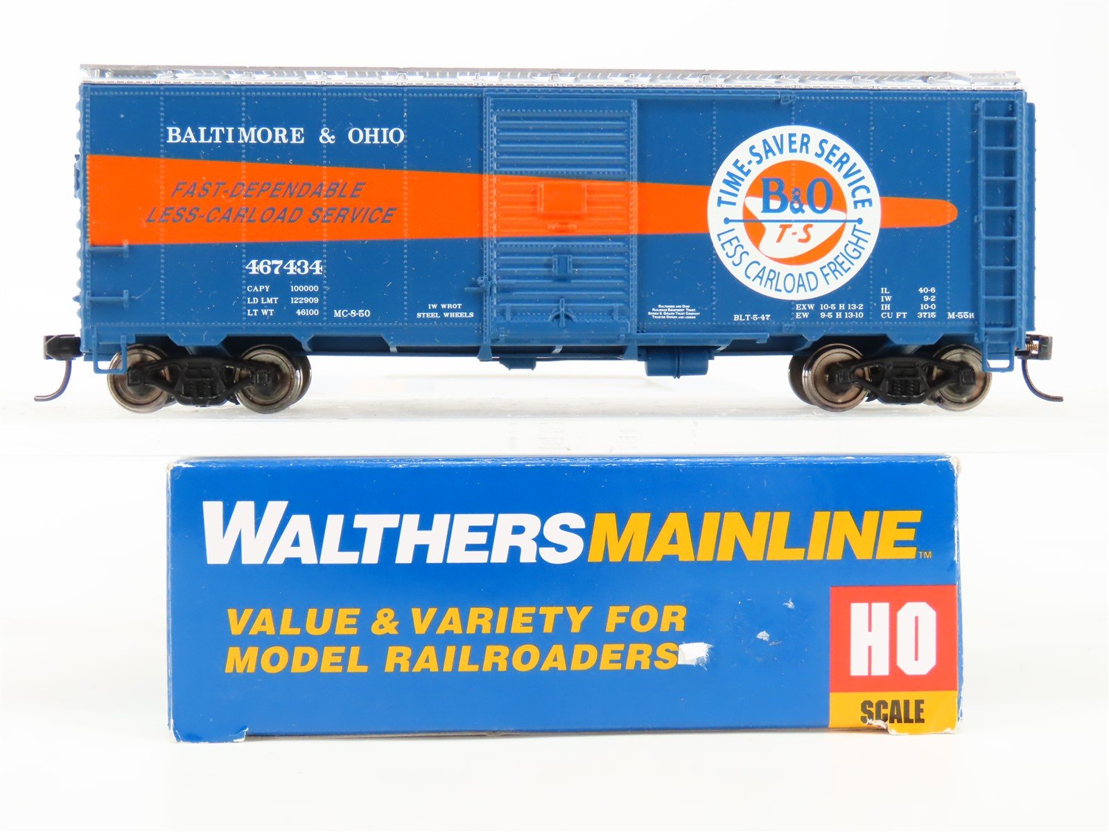 HO Scale Walthers Mainline 910-1688 B&O Time-Saver 40' AAR 1944 Box Car #467434