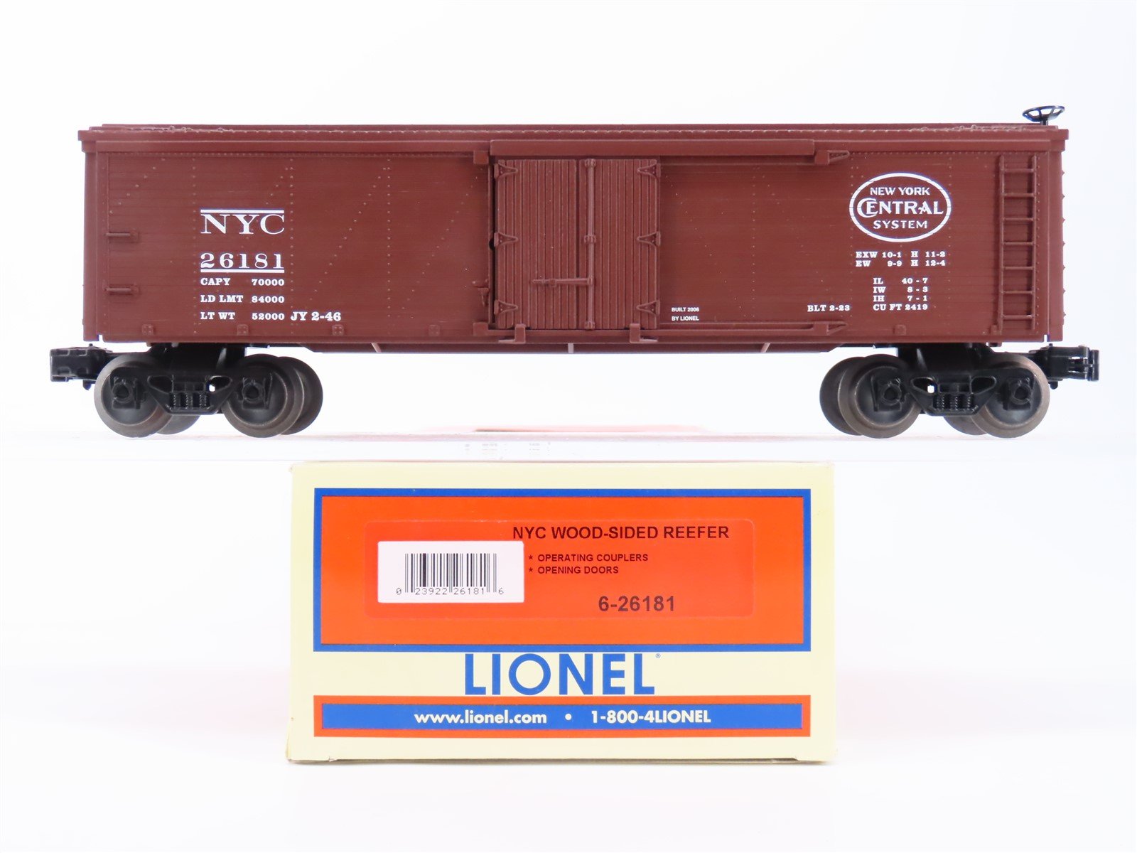 O Gauge 3-Rail Lionel 6-26181 NYC New York Central Wood Sided Reefer #26181