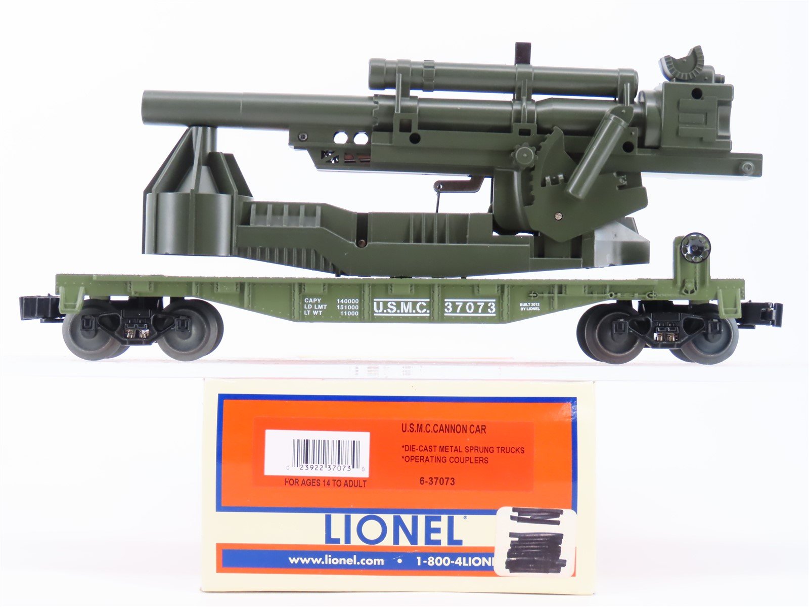 O Gauge 3-Rail Lionel 6-37073 USMC Cannon Car #37073