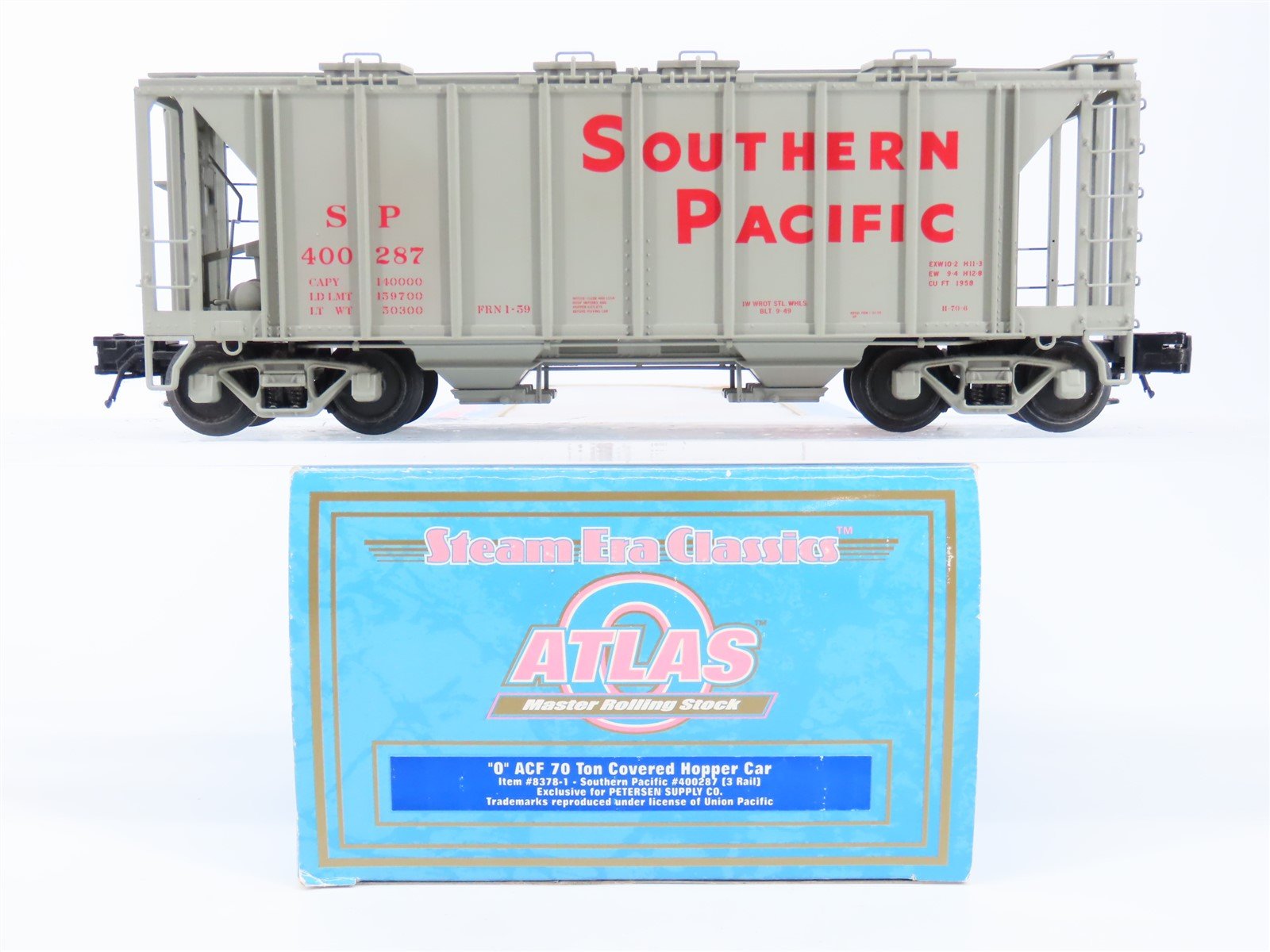 O Gauge 3-Rail Atlas 8378-1 SP Southern Pacific ACF 2-Bay Covered Hopper 400287