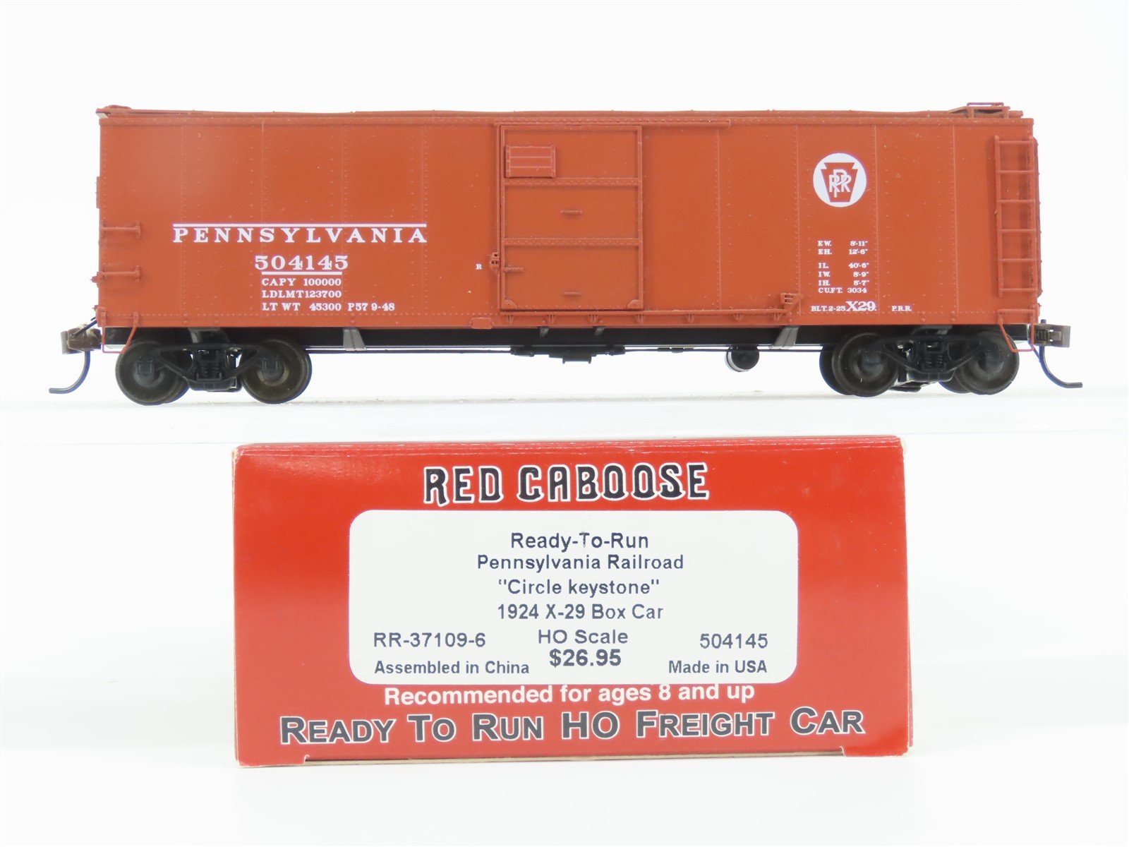 HO Scale Red Caboose RR-37109-6 PRR Pennsylvania 1924 X-29 Box Car #504145