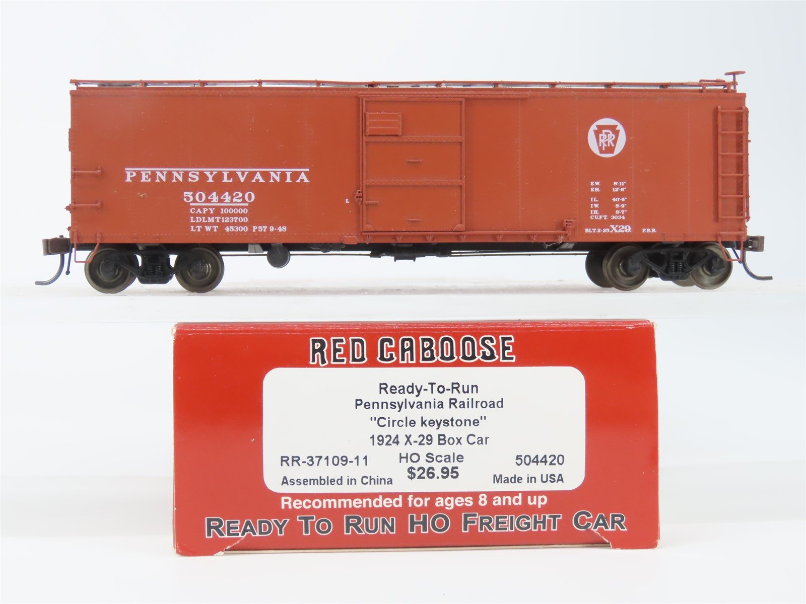HO Scale Red Caboose RR-37109-11 PRR Pennsylvania 1924 X-29 Box Car #504420