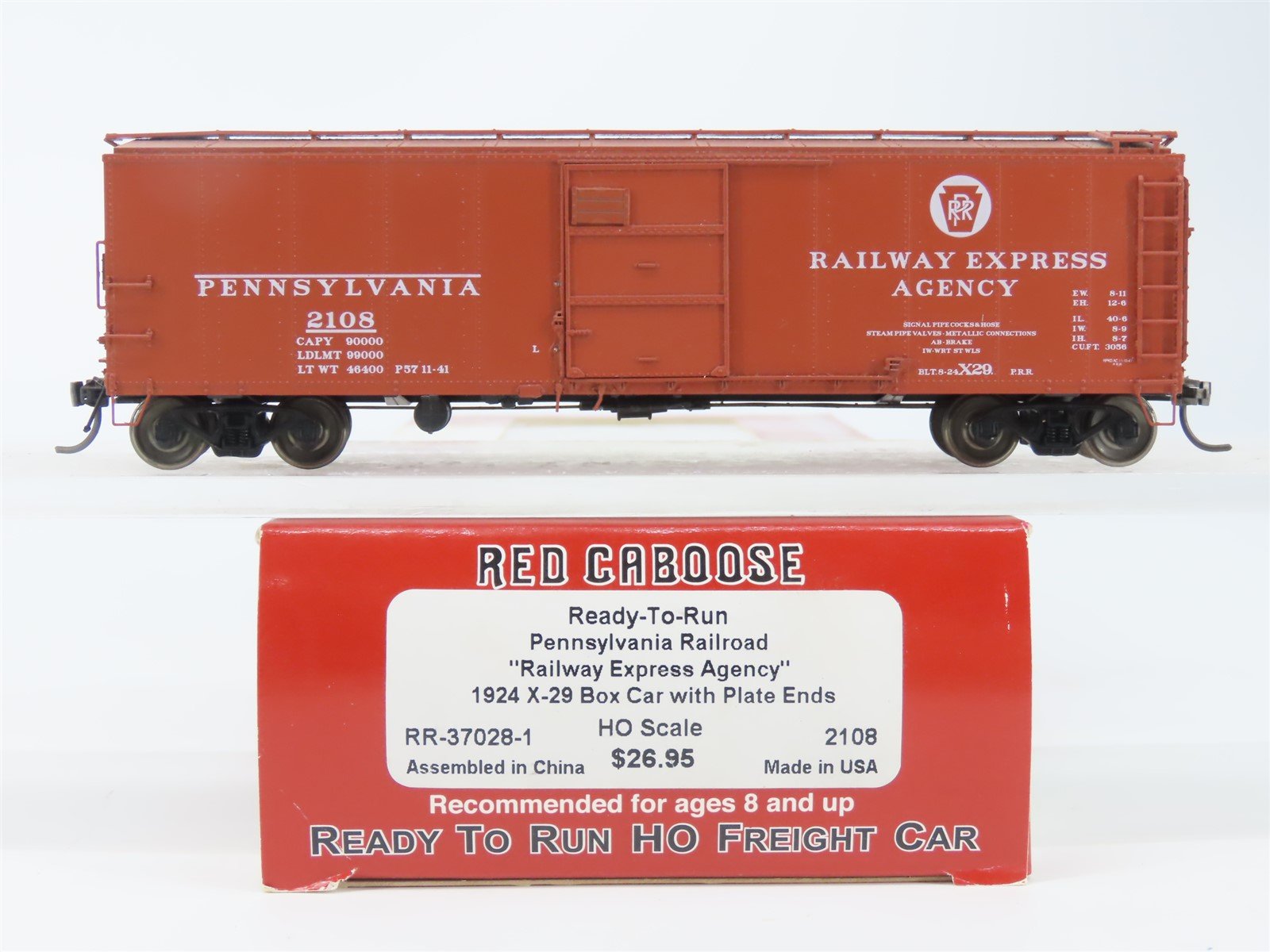 HO Scale Red Caboose RR-37028-1 PRR Pennsylvania 1924 X-29 Box Car #2108