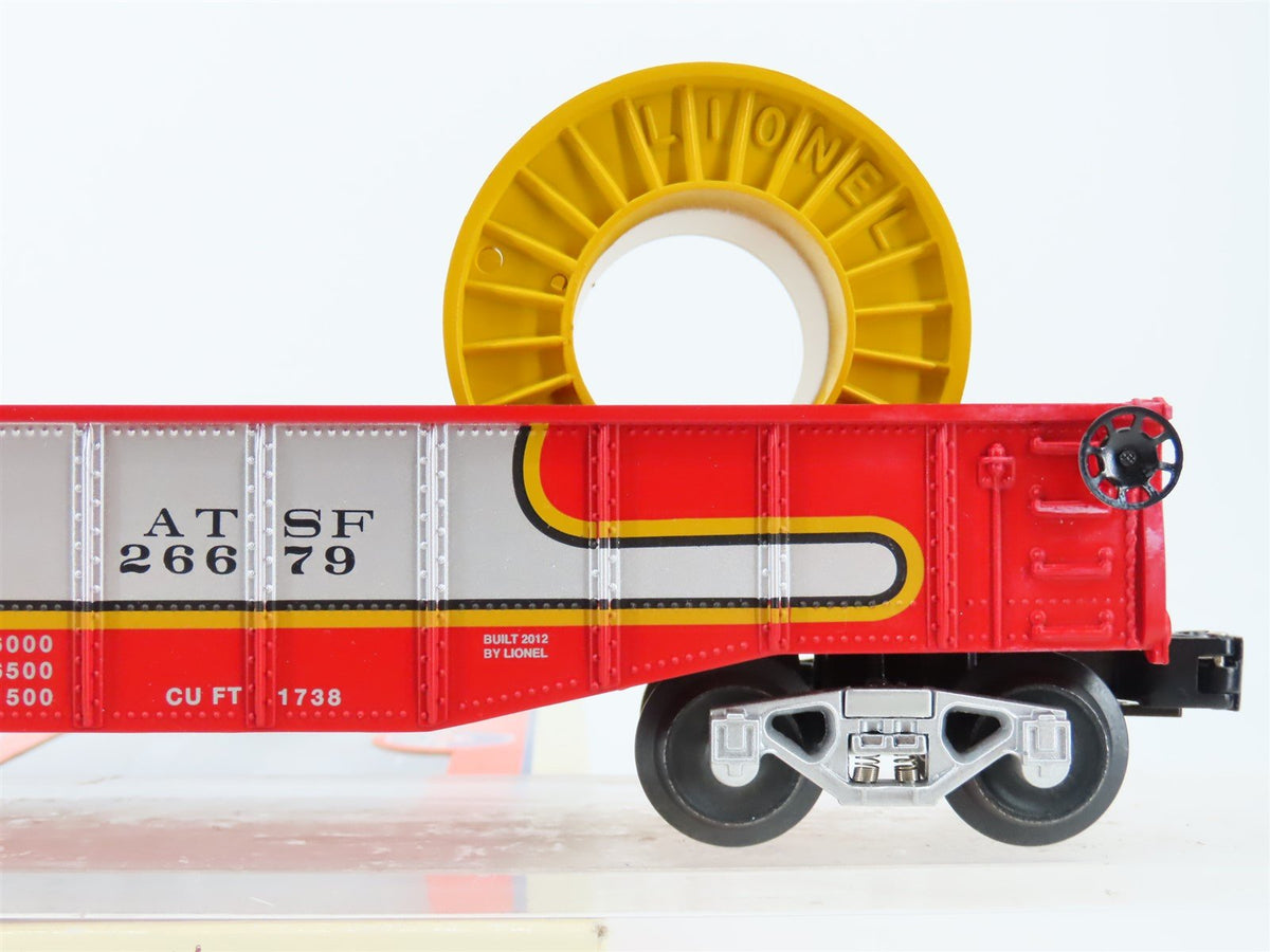 O Gauge 3-Rail Lionel 6-26679 ATSF Santa Fe Gondola with Reels #26679