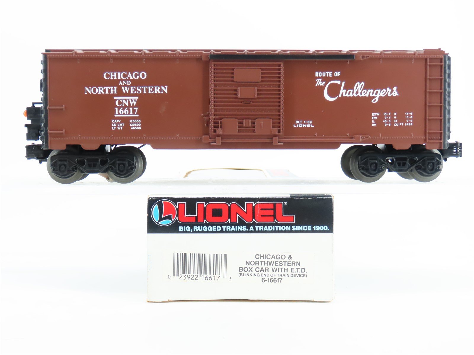 O Gauge 3-Rail Lionel 6-16617 C&NW Chicago & Northwestern Boxcar w/ETD #16617