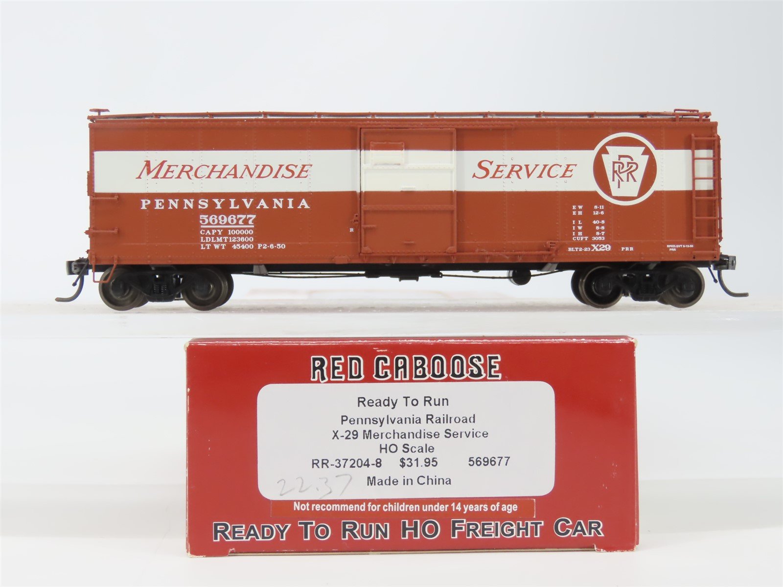 HO Red Caboose RR-37204-8 PRR Pennsylvania Merchandise X-29 Box Car #569677