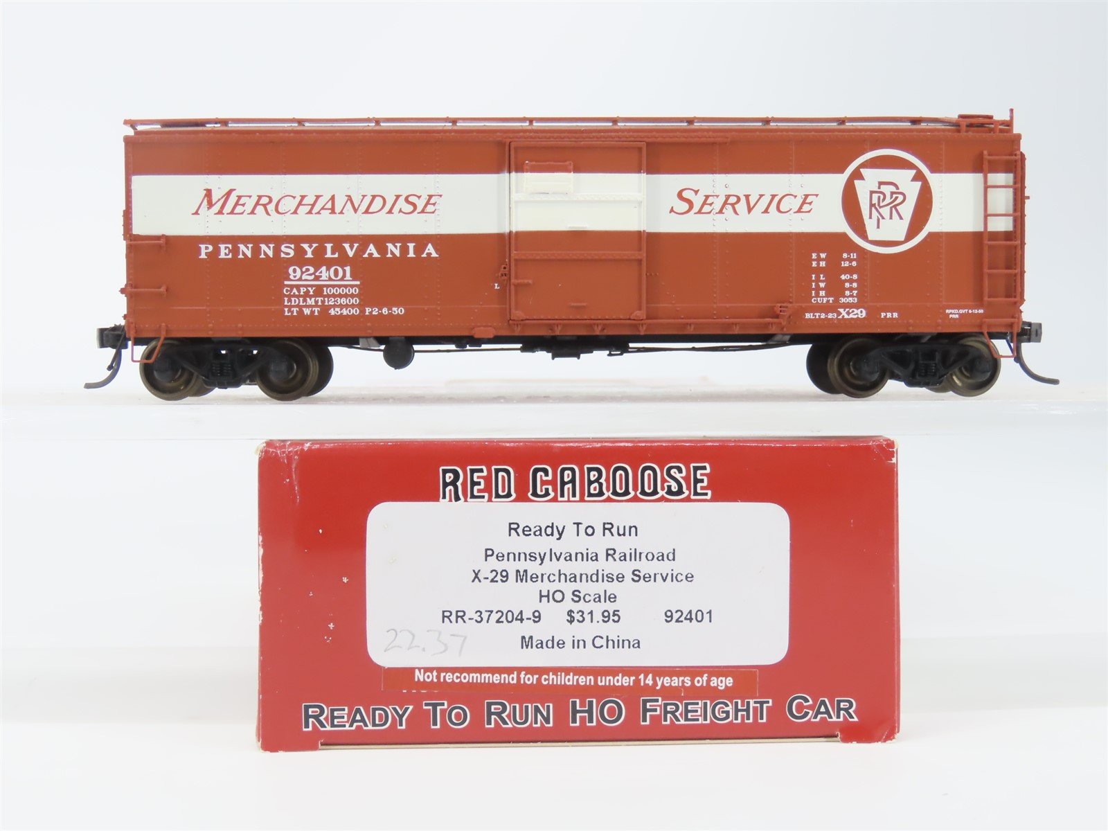 HO Red Caboose RR-37204-9 PRR Pennsylvania Merchandise X-29 Box Car #92401