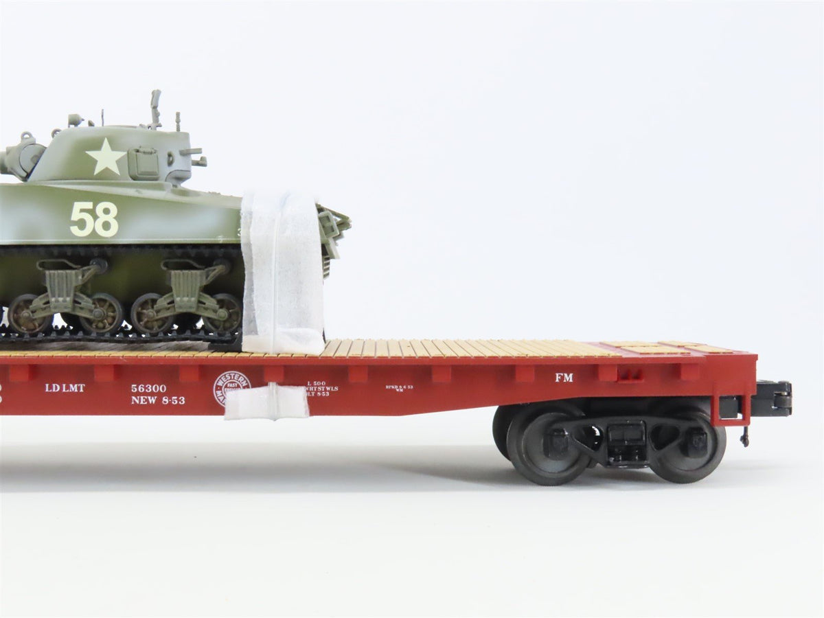 O Gauge 3-Rail MTH 20-90698G WM Western Maryland Flat Car #2653 w/ Sherman Tank