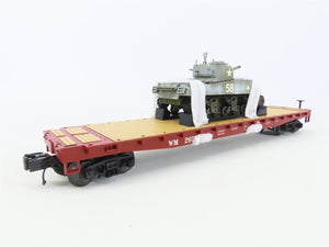 O Gauge 3-Rail MTH 20-90698G WM Western Maryland Flat Car #2653 w/ Sherman Tank